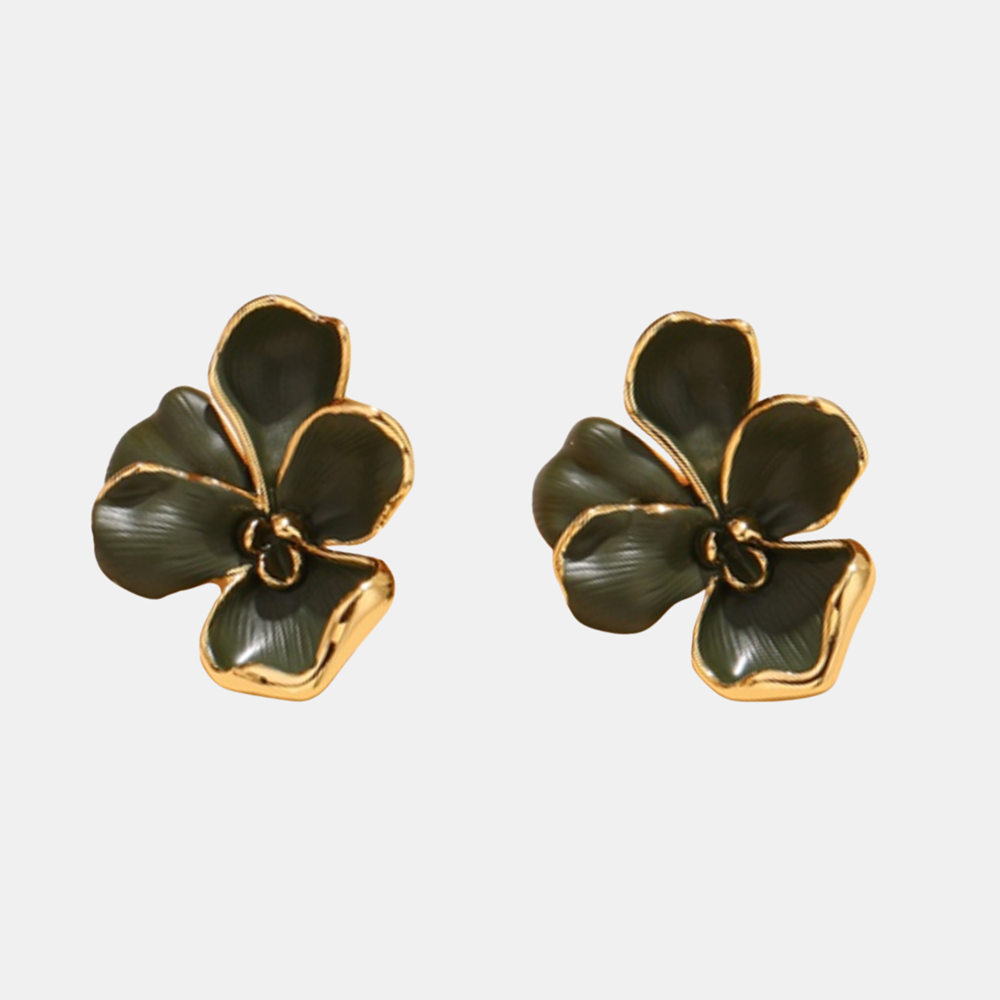 Elira Floral Studs - Black