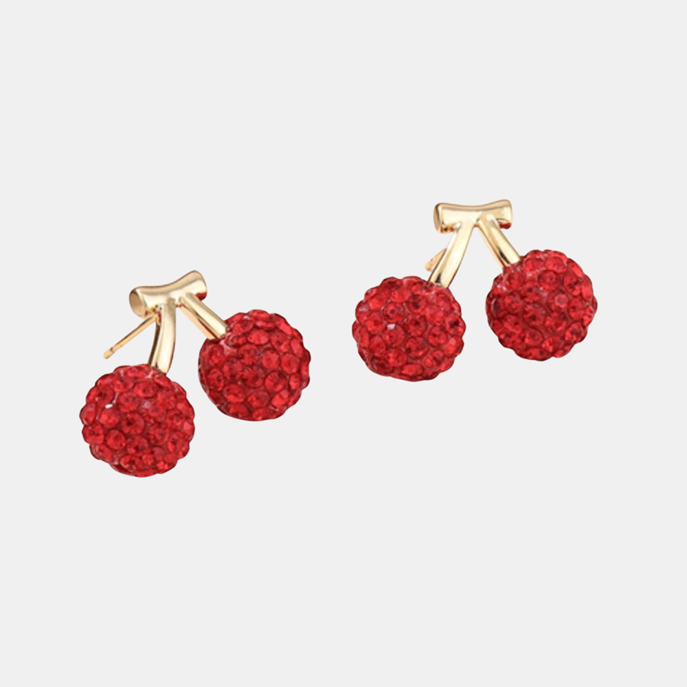 Cerise Cherry Studs - Red 