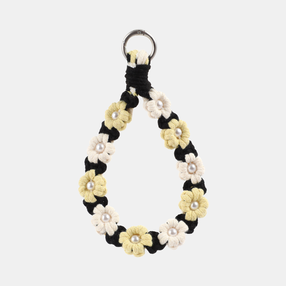 Nara Flowers Phone Chain - Short - Black