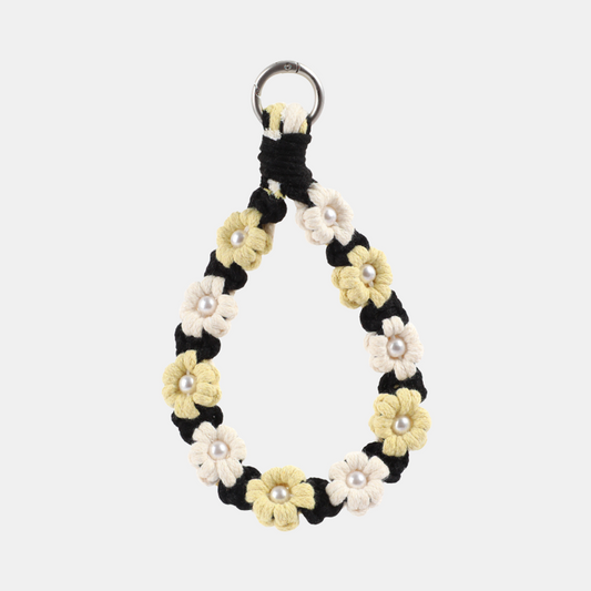 Nara Flowers Phone Chain - Short - Black