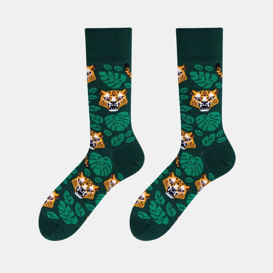 Socks - Dark Green - Leopard
