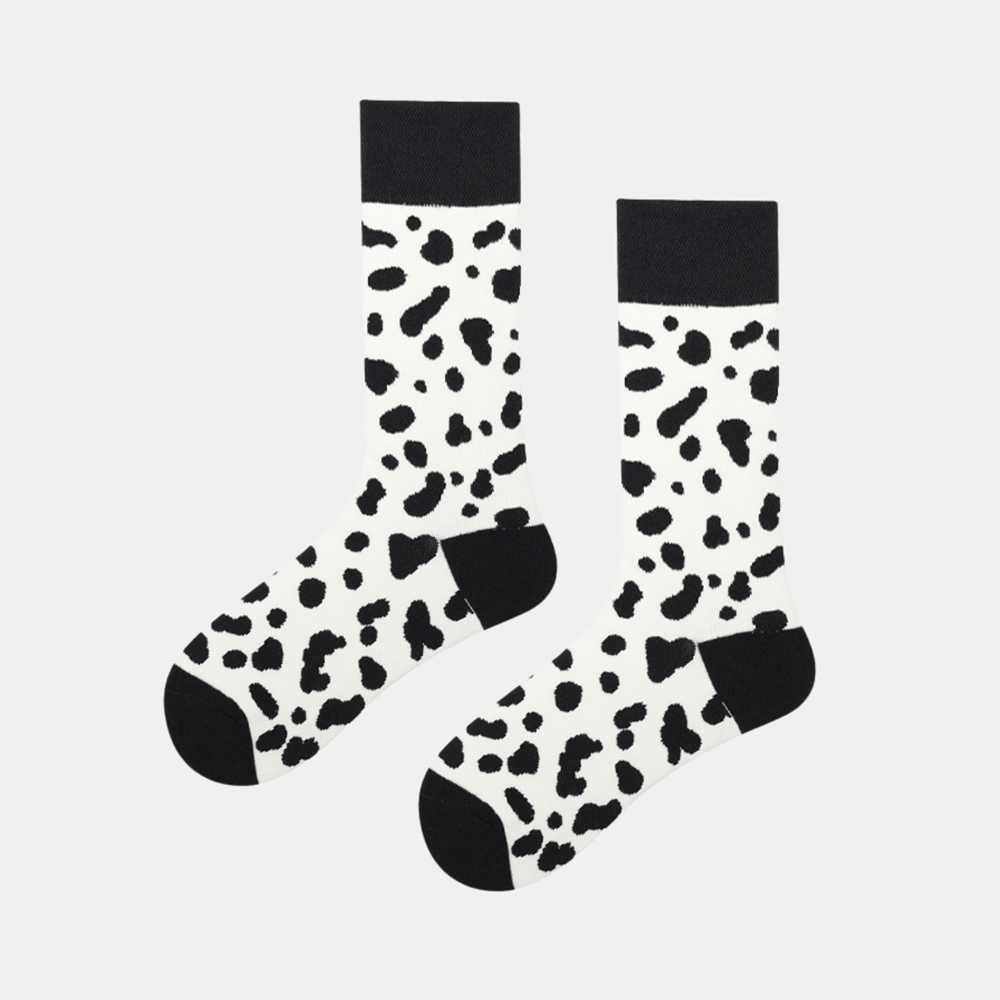 Socks - White -  Irregular Black  Spot