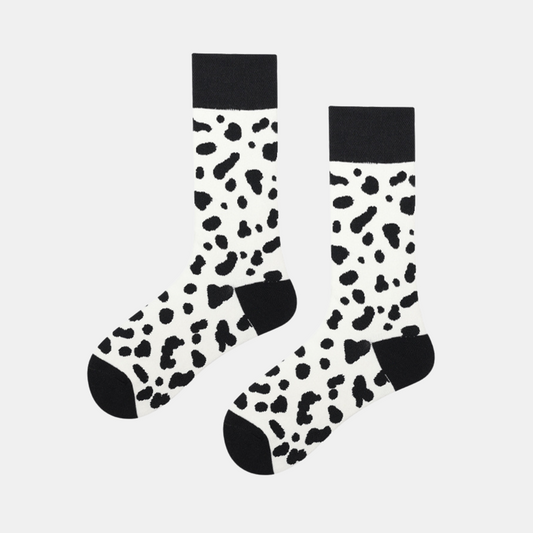 Socks - White -  Irregular Black  Spot