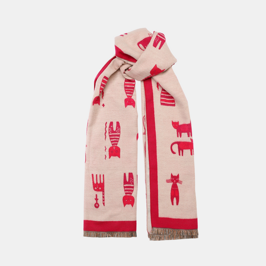 Cats Double Sided Scarf - Pink