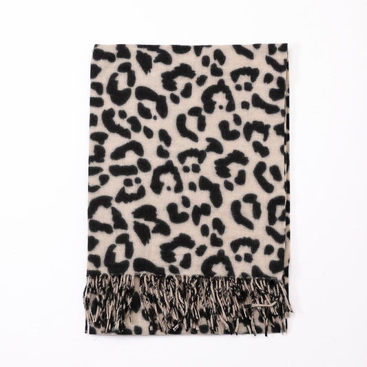 Adeline Scarf - Beige Leopard Print