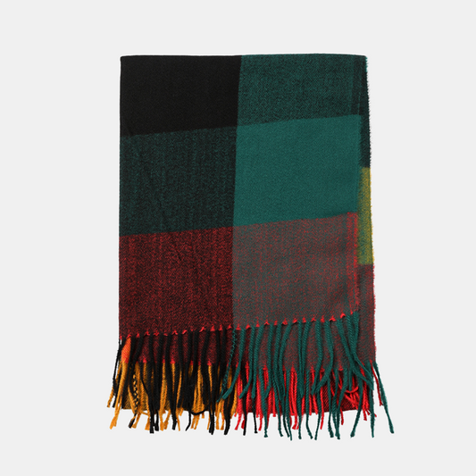 Lunel Classic Scarf - Crimson Blue Plaid