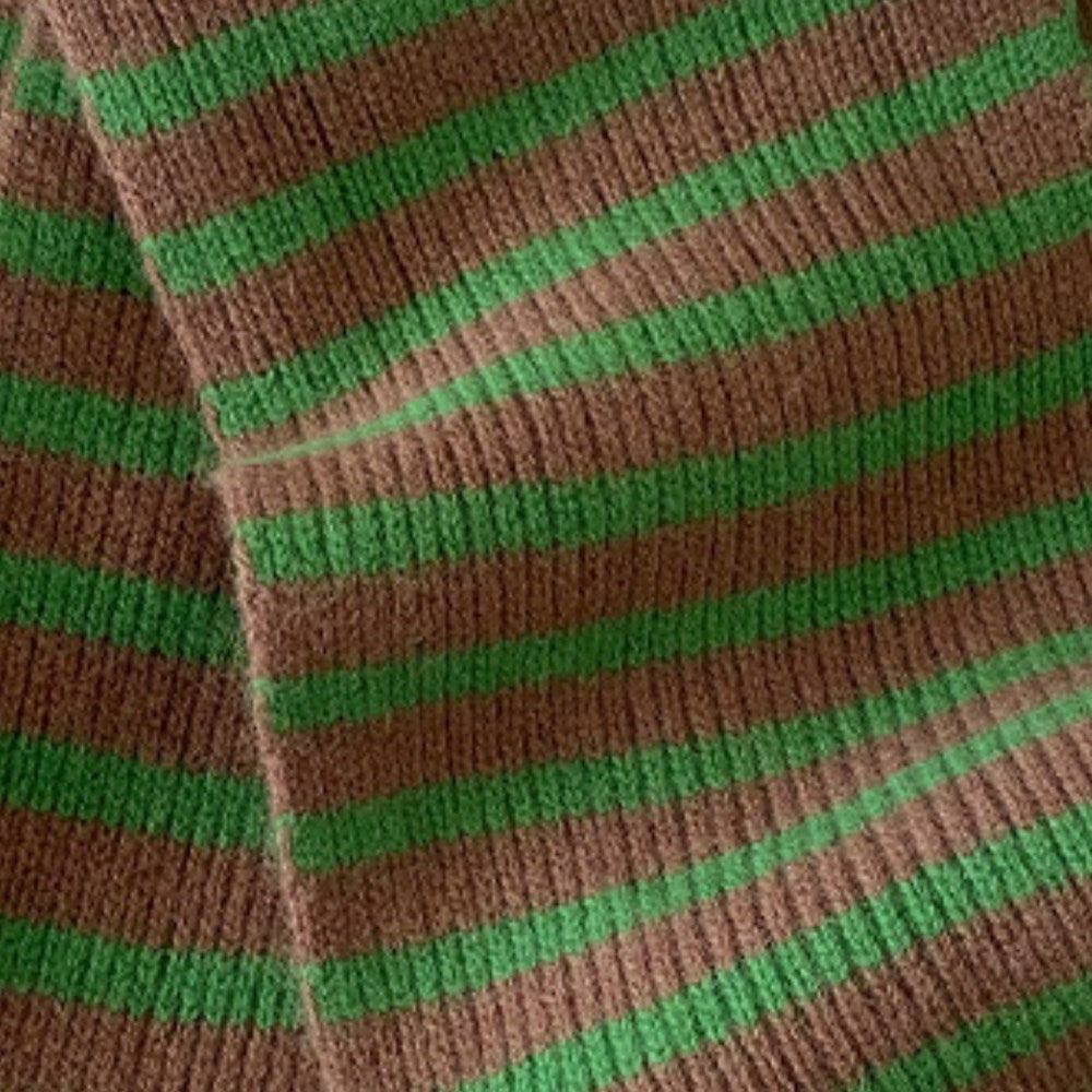 Airelle Knitted Scarf - Coffee Green Stripe