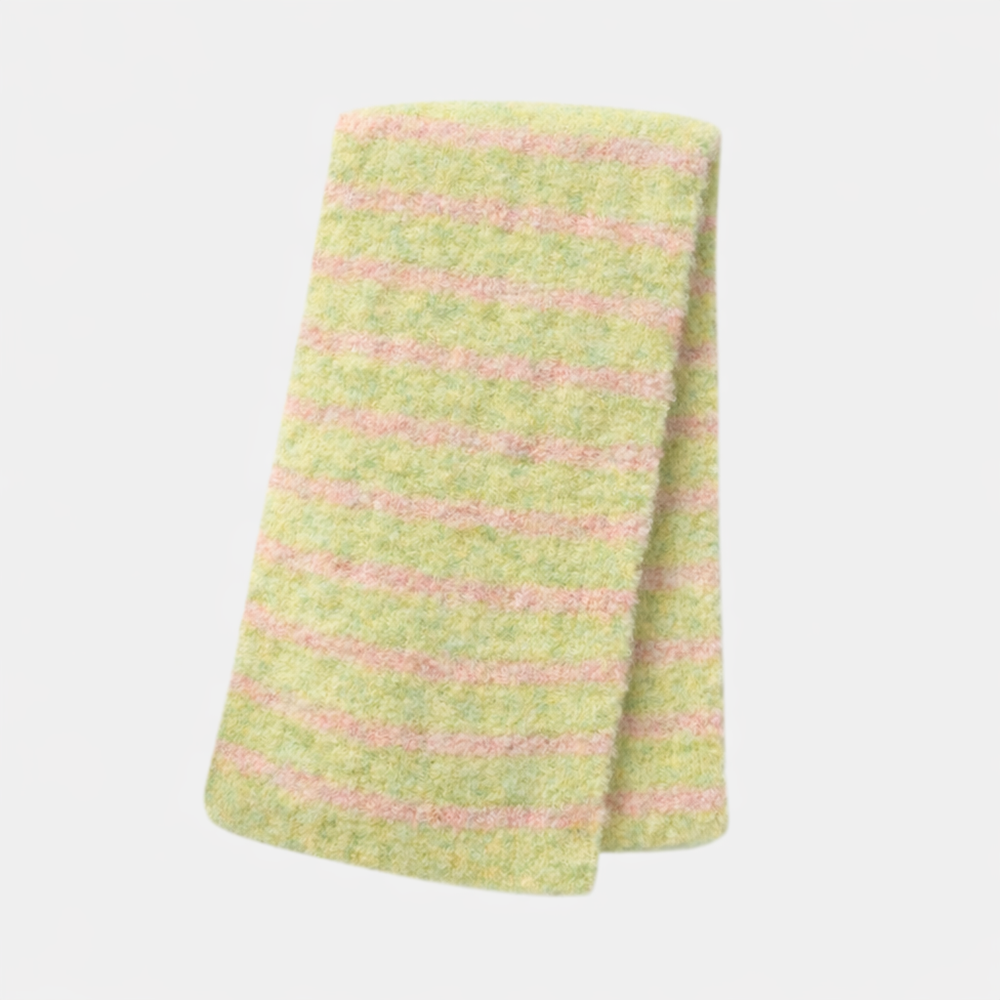 Elyra Knitted Scarf - Pistachio Pink Stripe
