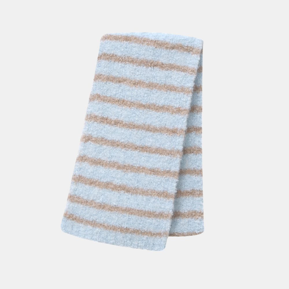 Elyra Knitted Scarf - Blue Taupe Stripe