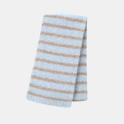 Elyra Knitted Scarf - Blue Taupe Stripe