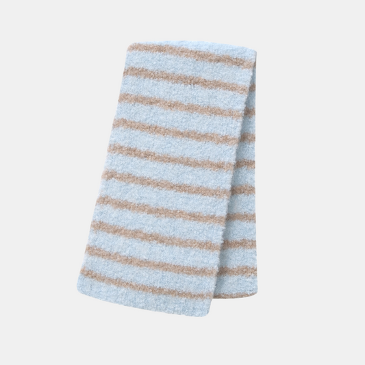 Elyra Knitted Scarf - Blue Taupe Stripe