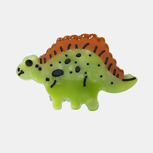 Gray Hair Clip S/2- Green Dinosaur