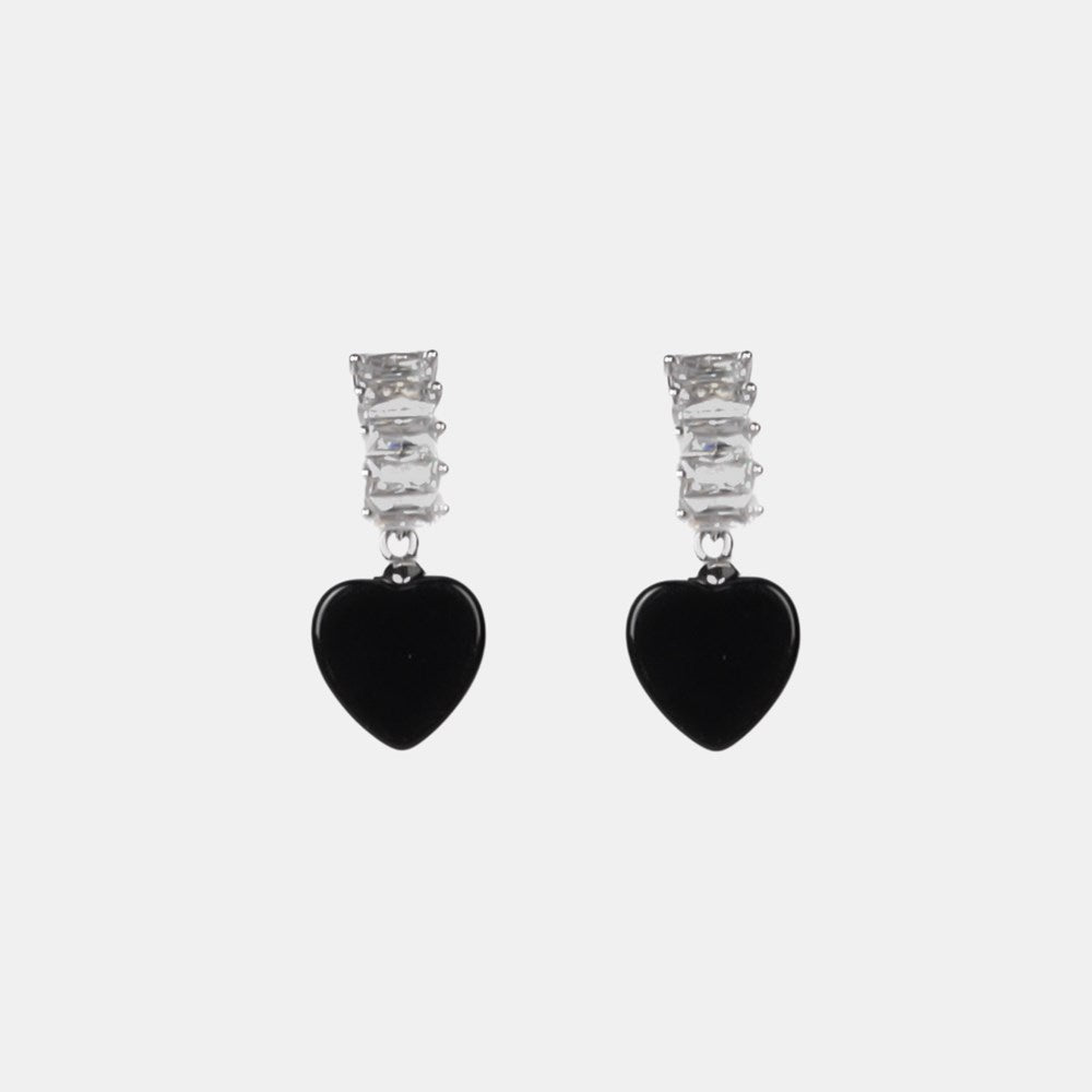 Lotus Earrings - Black/Silver