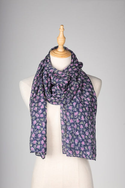 Daisy Floral Scarf - Black & Lilac