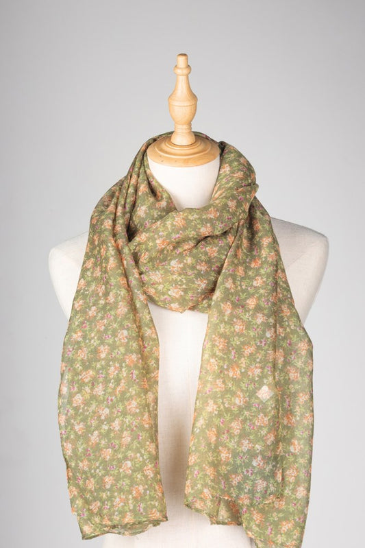 Daisy Floral Scarf - Green