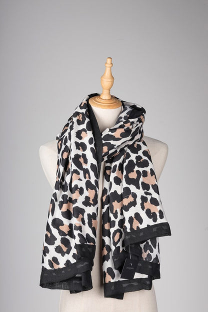 Leopard Scarf - Beige & Black