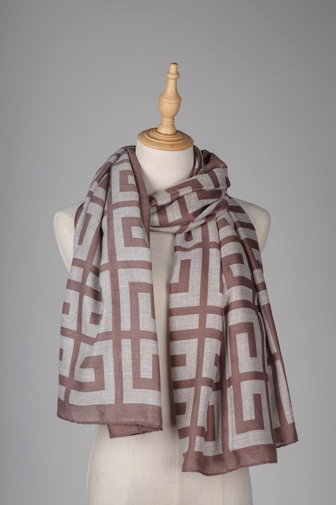 Geometric Scarf - Brown