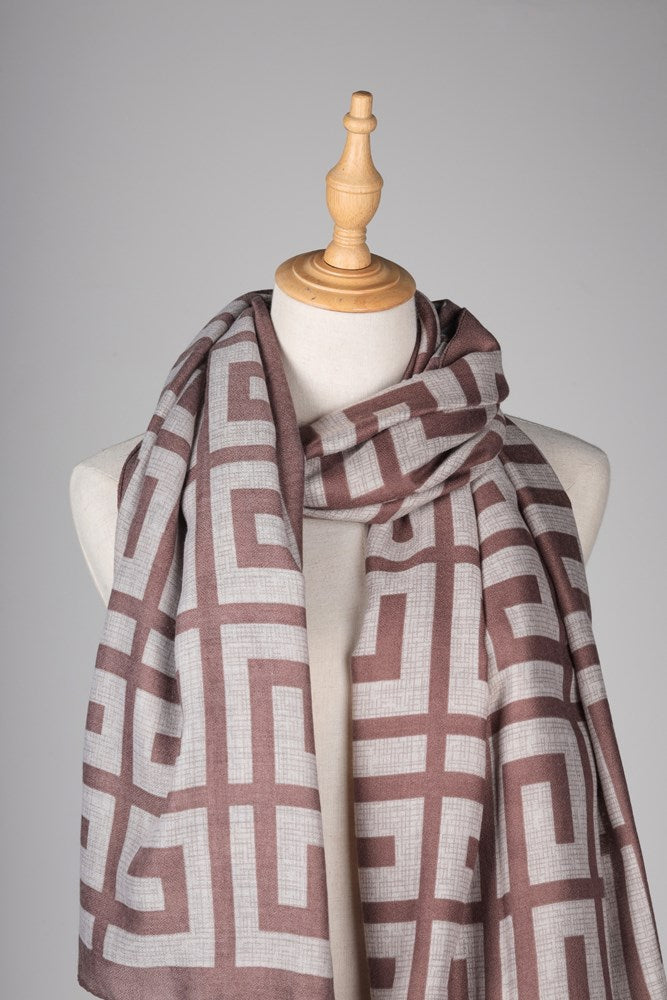 Geometric Scarf - Brown