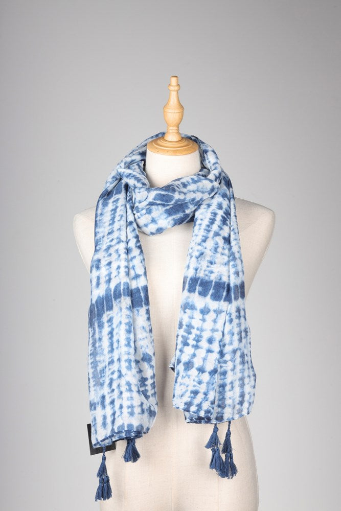 Tie Die Scarf - Blue & White