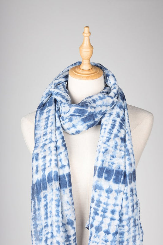 Tie Die Scarf - Blue & White