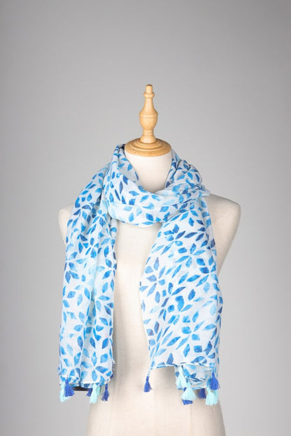 Sienna Floral Scarf - Blue