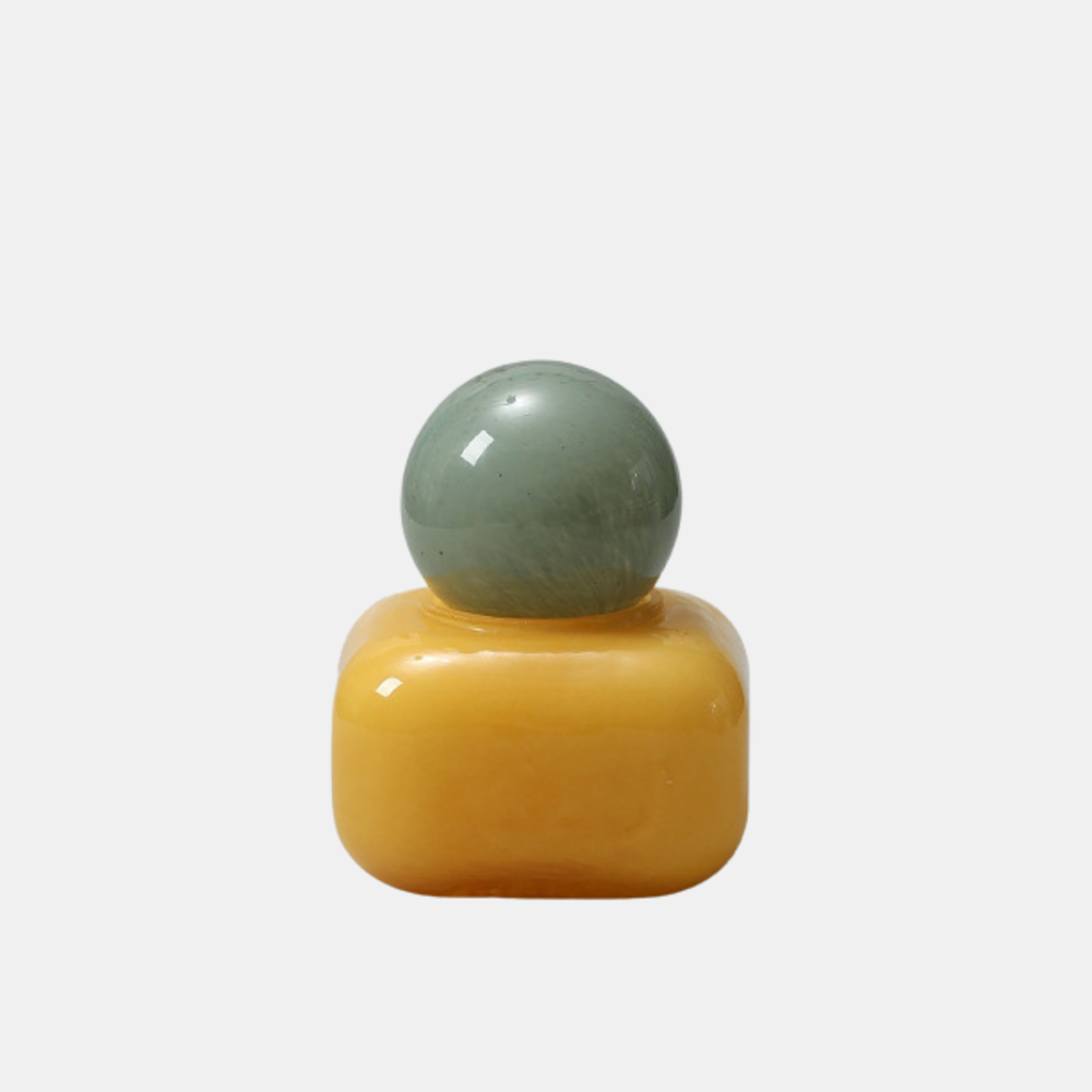 Ava Glass Jar Short - Mustard & Green