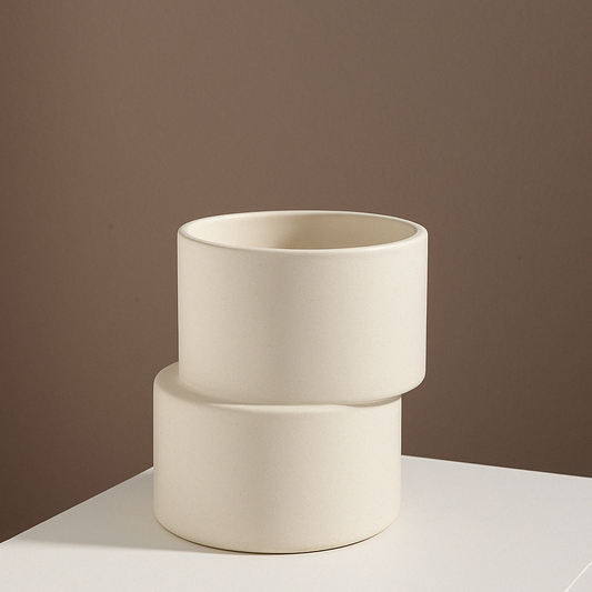 Offset Ceramic Planter - White