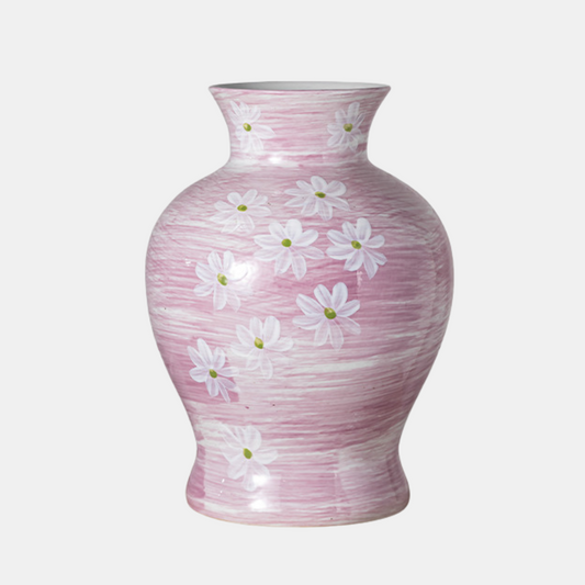 Roselle Floral Ceramic Vase – Blush Pink