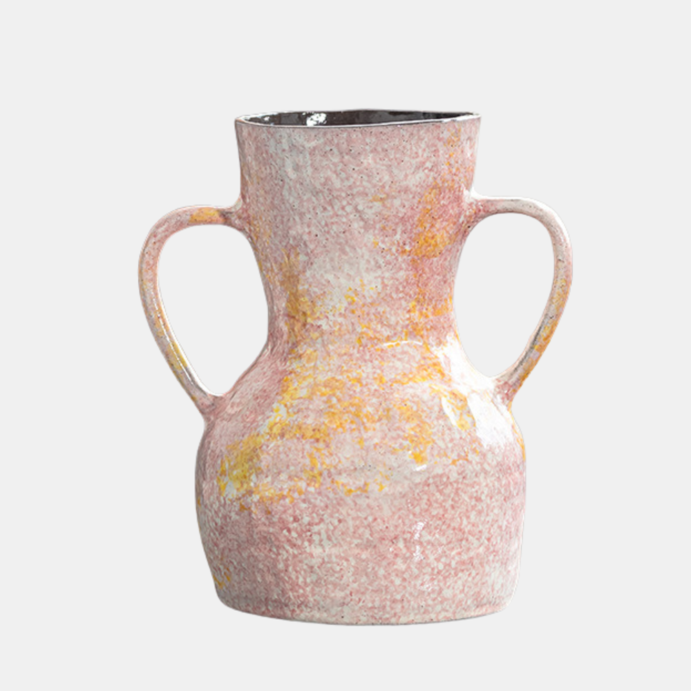 Sorin Handled Ceramic Vase – Warm Blush