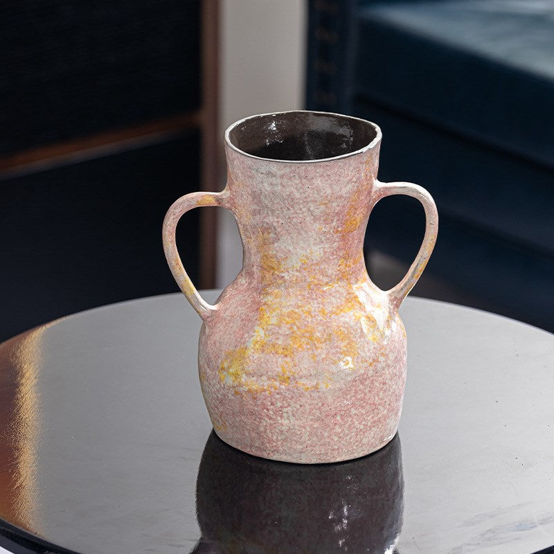 Sorin Handled Ceramic Vase – Warm Blush