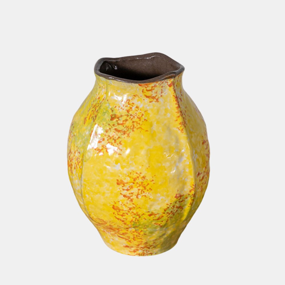 Valea Textured Ceramic Vase  - Golden Amber