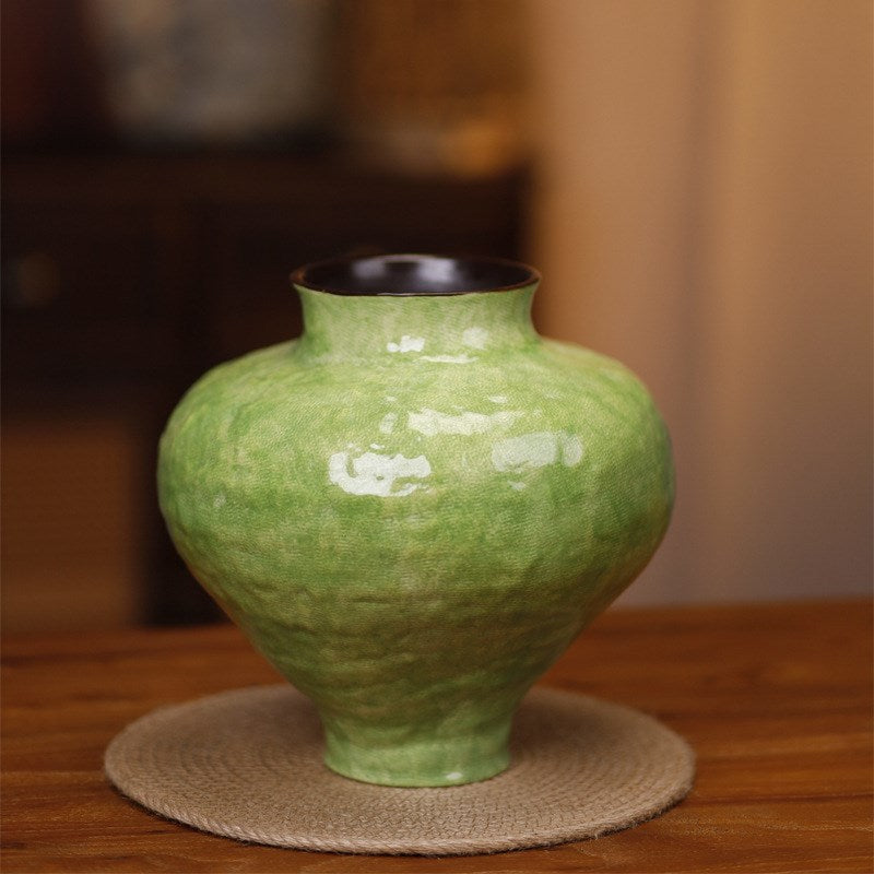 Mirel Rounded Ceramic Vase - Moss Green