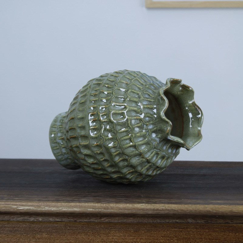 Arden Textured Ceramic Vase - Green