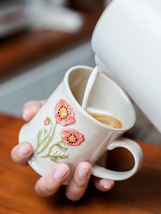 Leilani Floral Mug - Oat Red