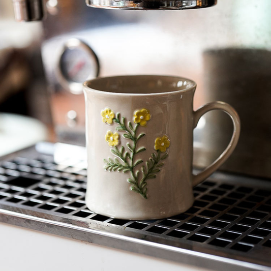 Levi Floral Mugs - Oat Yellow