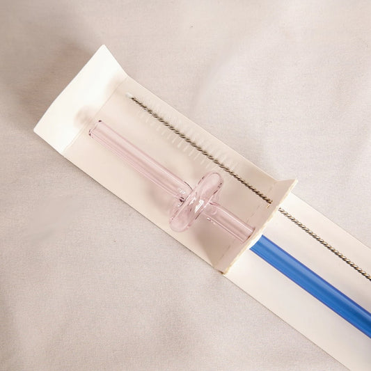 Reusable Glass Straw - Curly Pink/Blue