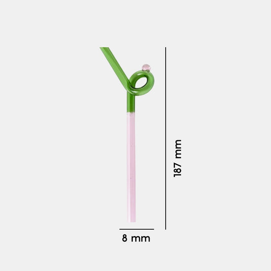 Reusable Glass Straw - Loopy Green/Pink