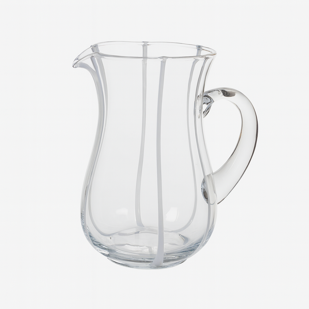 Luca Clear Glass Pitcher - White Stripe