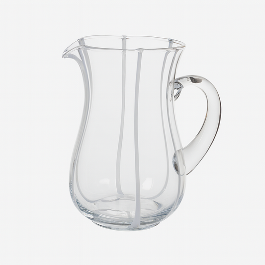 Luca Clear Glass Pitcher - White Stripe