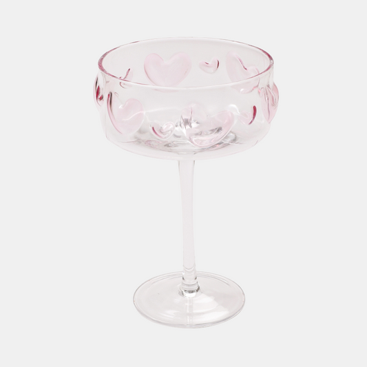 Ovela Cocktail Glass - Pink Heart