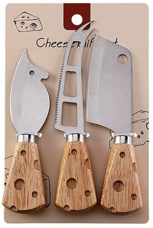 Keaton Cheese Shaped Knife Set - Silver