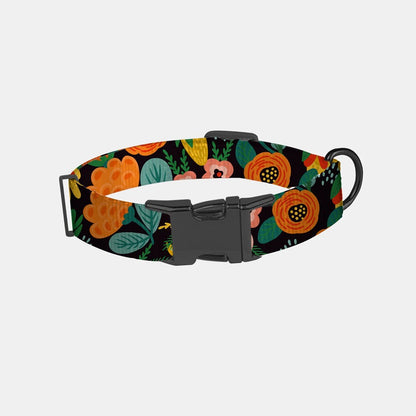 Pet Collar Floral Orange - Medium