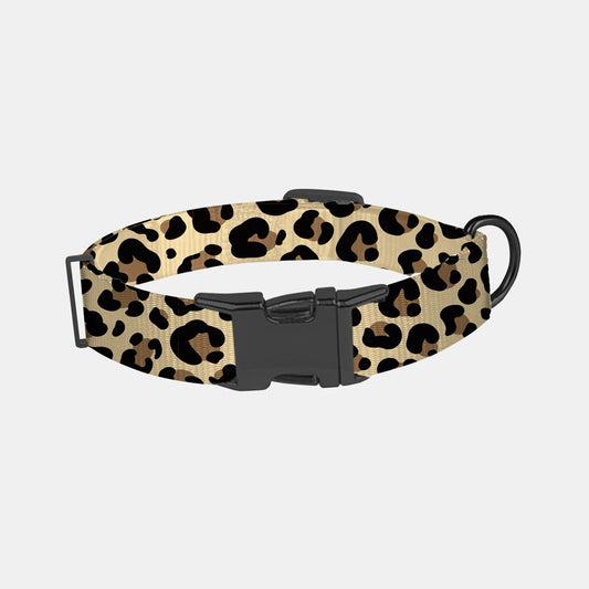 Pet Collar Animal Print Black/Brown - Large