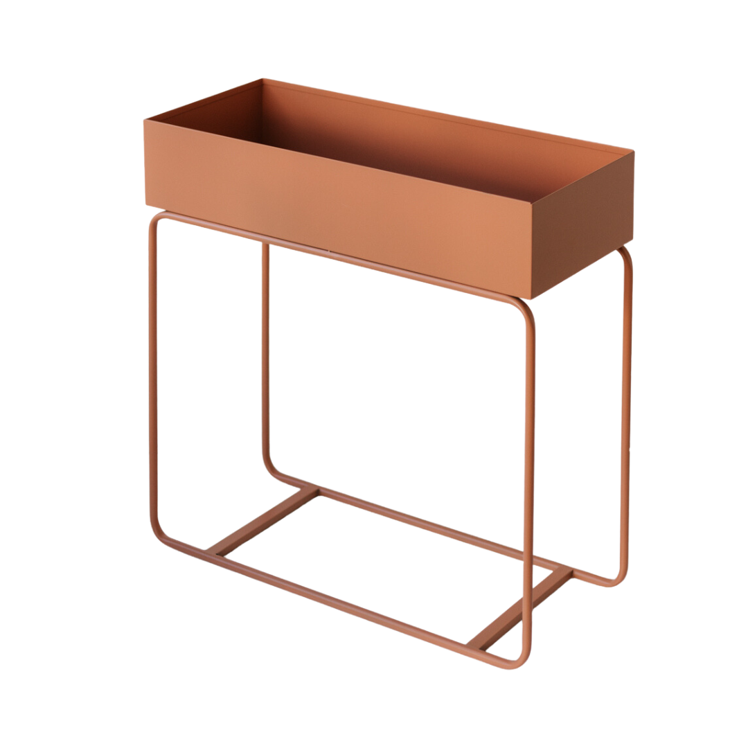 Metal Planter Tall - Terracotta