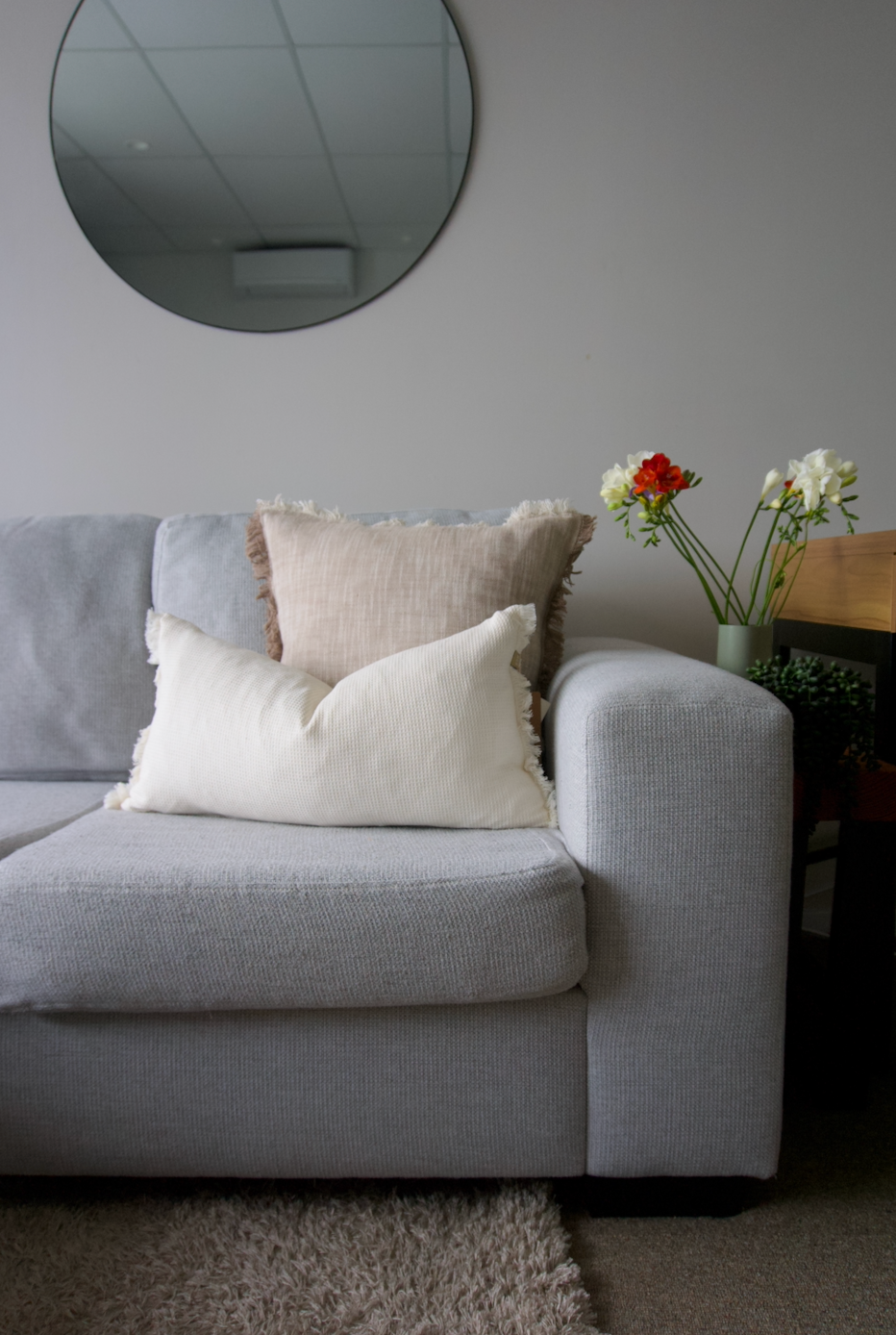 SLUB CHAMBRAY CUSHION COVER 50x50cm STONE