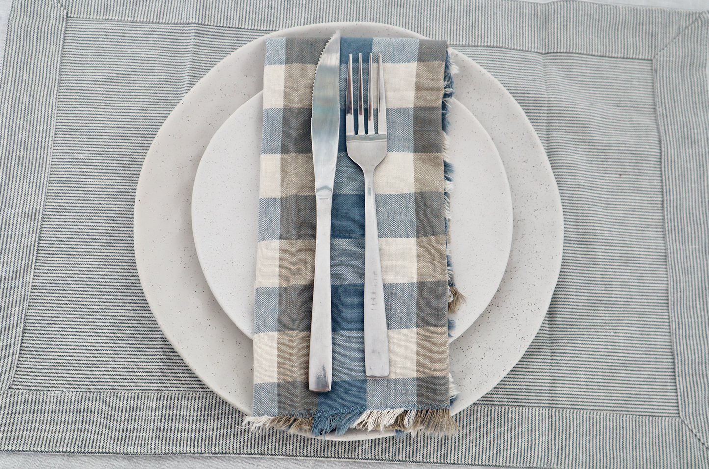 Double Check Napkin S/4 Blue Haze