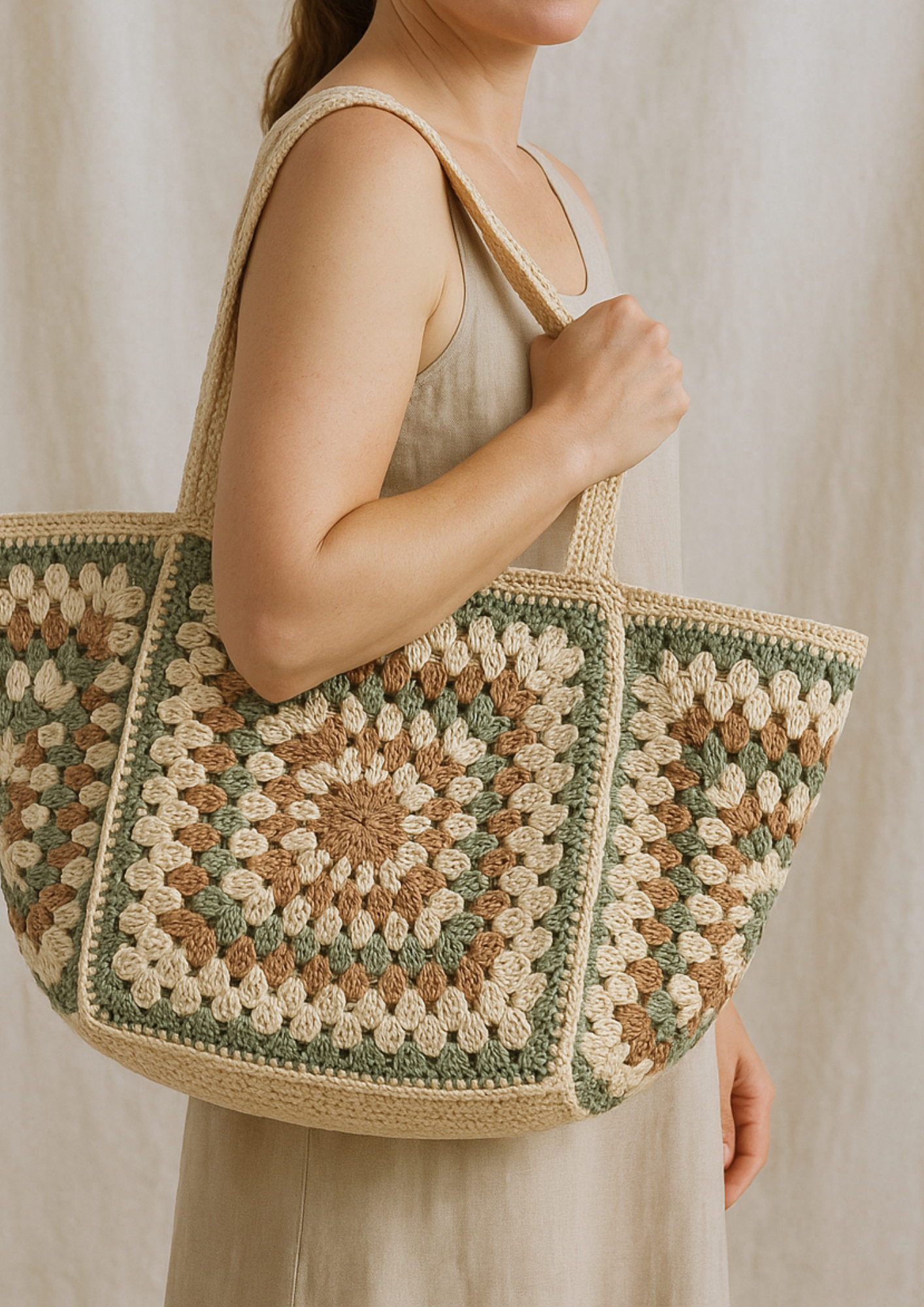 Lily Tote Crochet Bag - Green