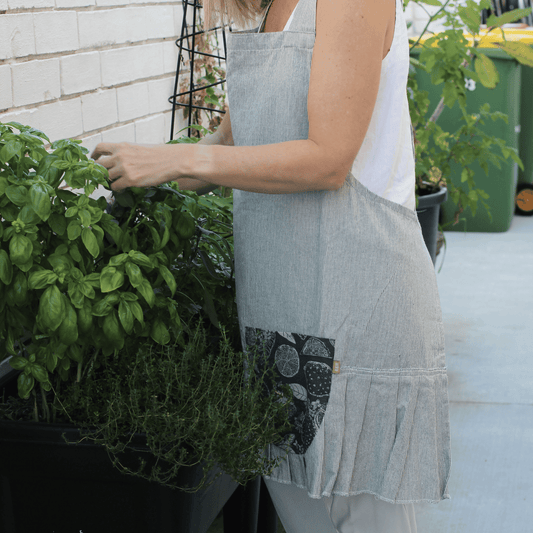 Lemon Marmalade Pinafore Apron Dk Slate