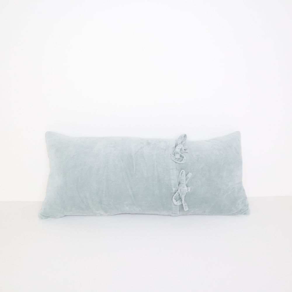 MASON BEE VELVET BREAKFAST CUSHION SKY GREY 30x60