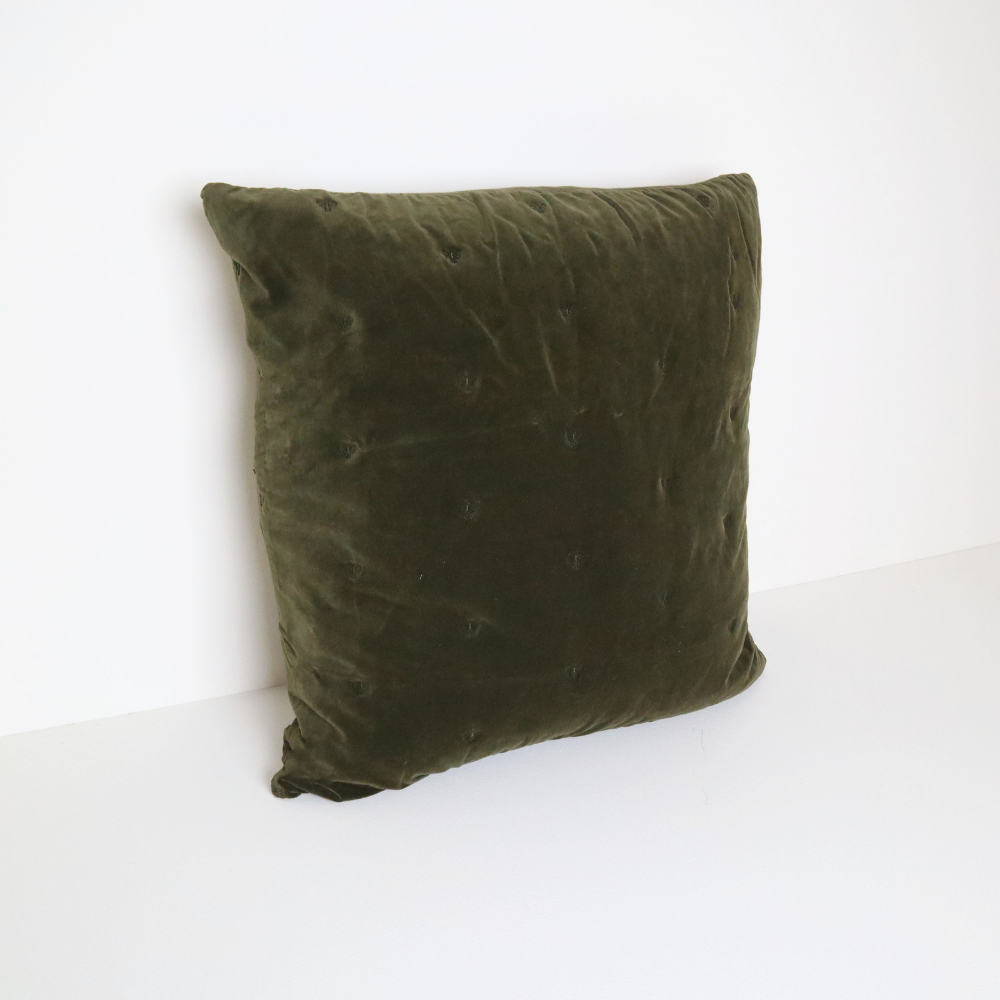 MASON BEE VELVET CUSHION OLIVE GREEN 60x60